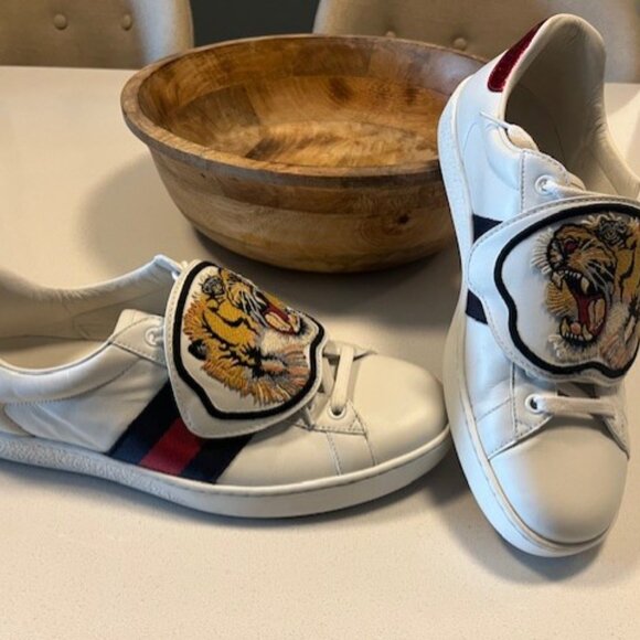 Men's Gucci New Ace Tiger Strap Sneakers size 8.5 - Picture 10 of 10